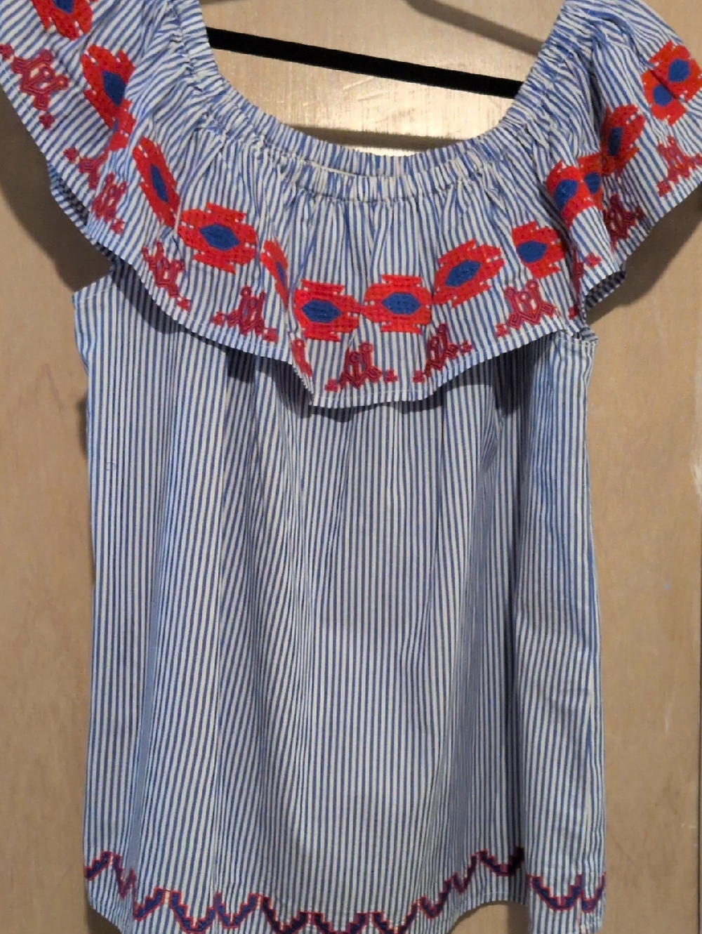 Joy Joy Cue Blue and White Striped Top